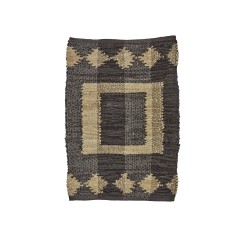 DOORMAT LEATHER WITH JUTE BROWN NATURAL 